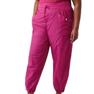 Athleta X Alicia Keys High Waist Utility Cargo Hot Pink Pant Plus Size 20 & 22